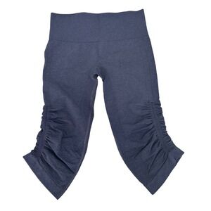 Lululemon Ebb To Street Crop Leggings Navy Blue Ruched Seamless Yoga Pants SZ 6